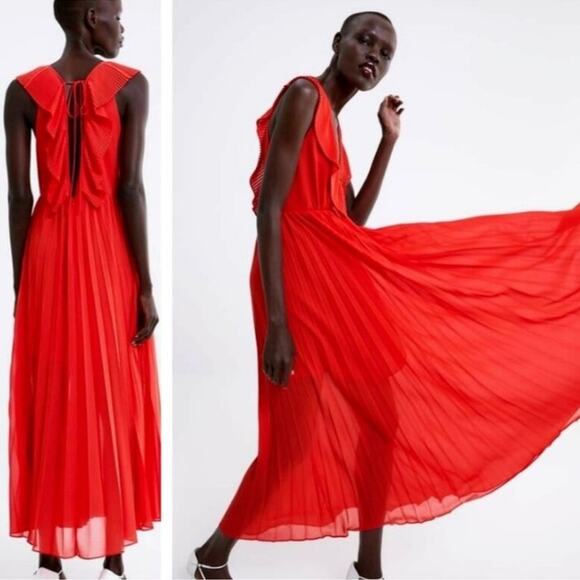 BLOGGERS' FAVE!!! ZARA Red V-Neck Maxi Dress XS - Picture 3 of 5